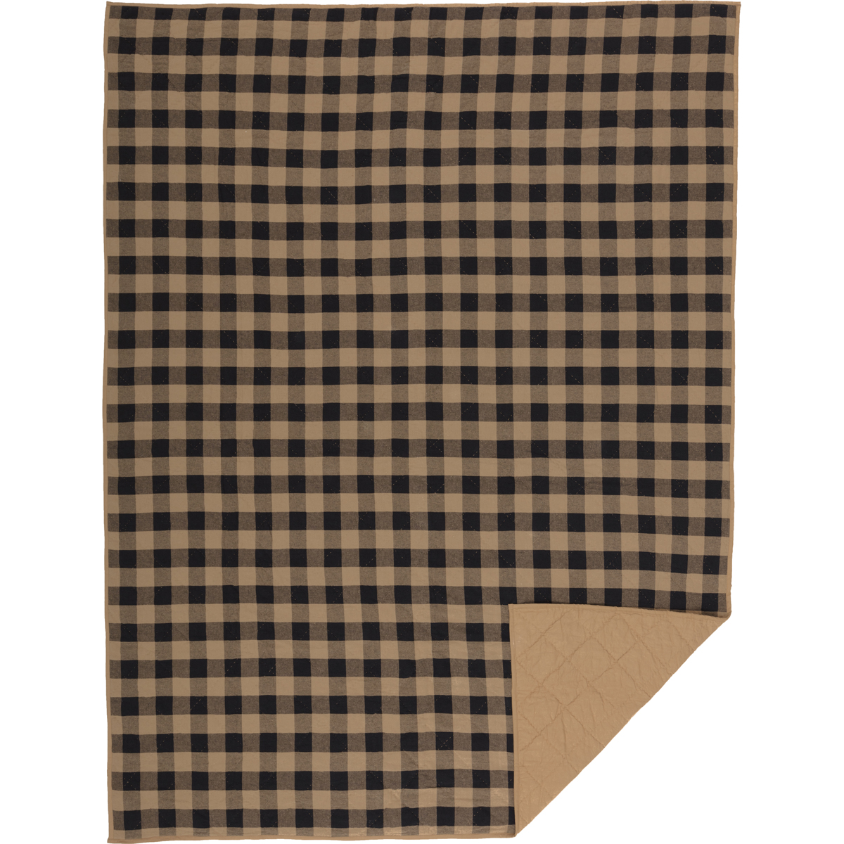 Black Check Twin Quilt Coverlet 68Wx86L