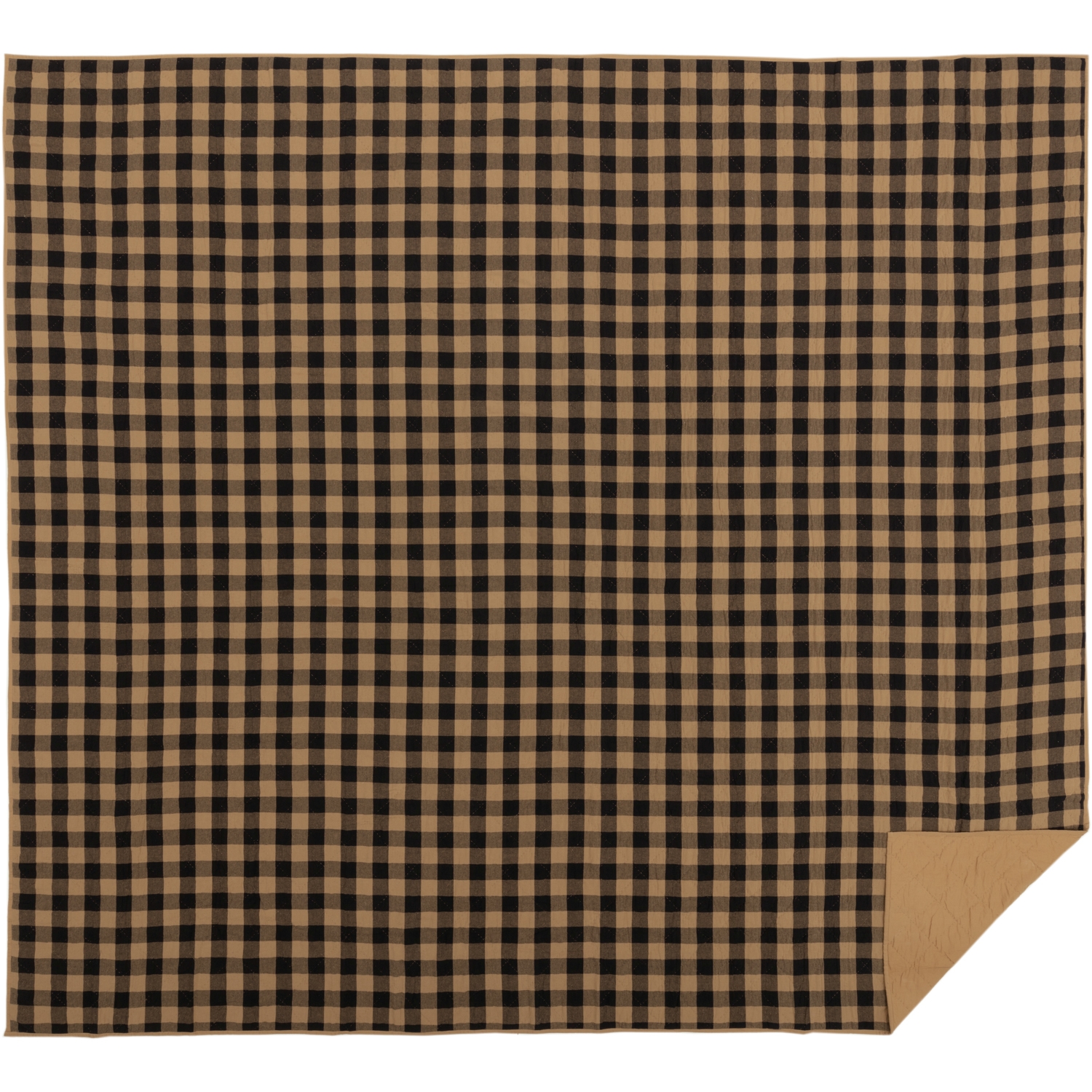 Black Check California King Quilt Coverlet 130Wx115L