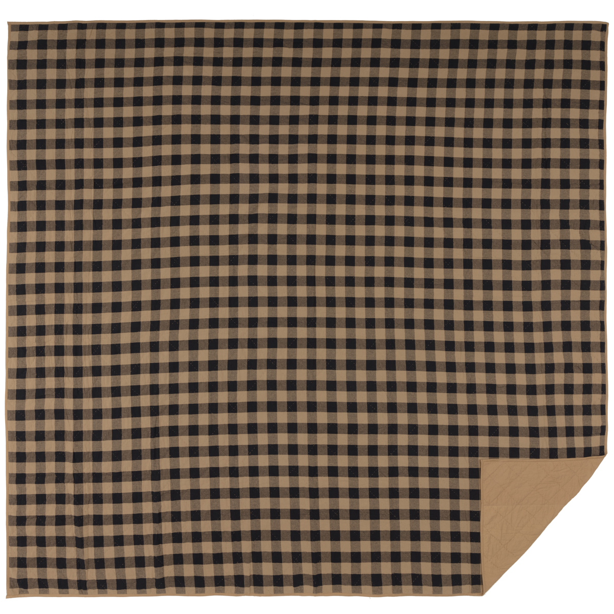 Black Check Luxury King Quilt Coverlet 120Wx105L