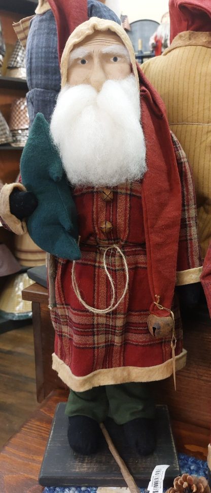 Santa red plaid with tree